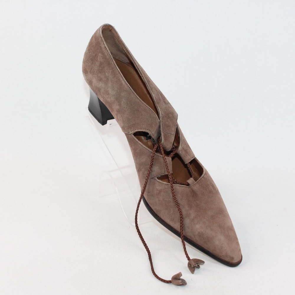 Ellen Tracy Womens Sz 10 Linda Allard Brown Suede Block Heeled Pointed Toes #135